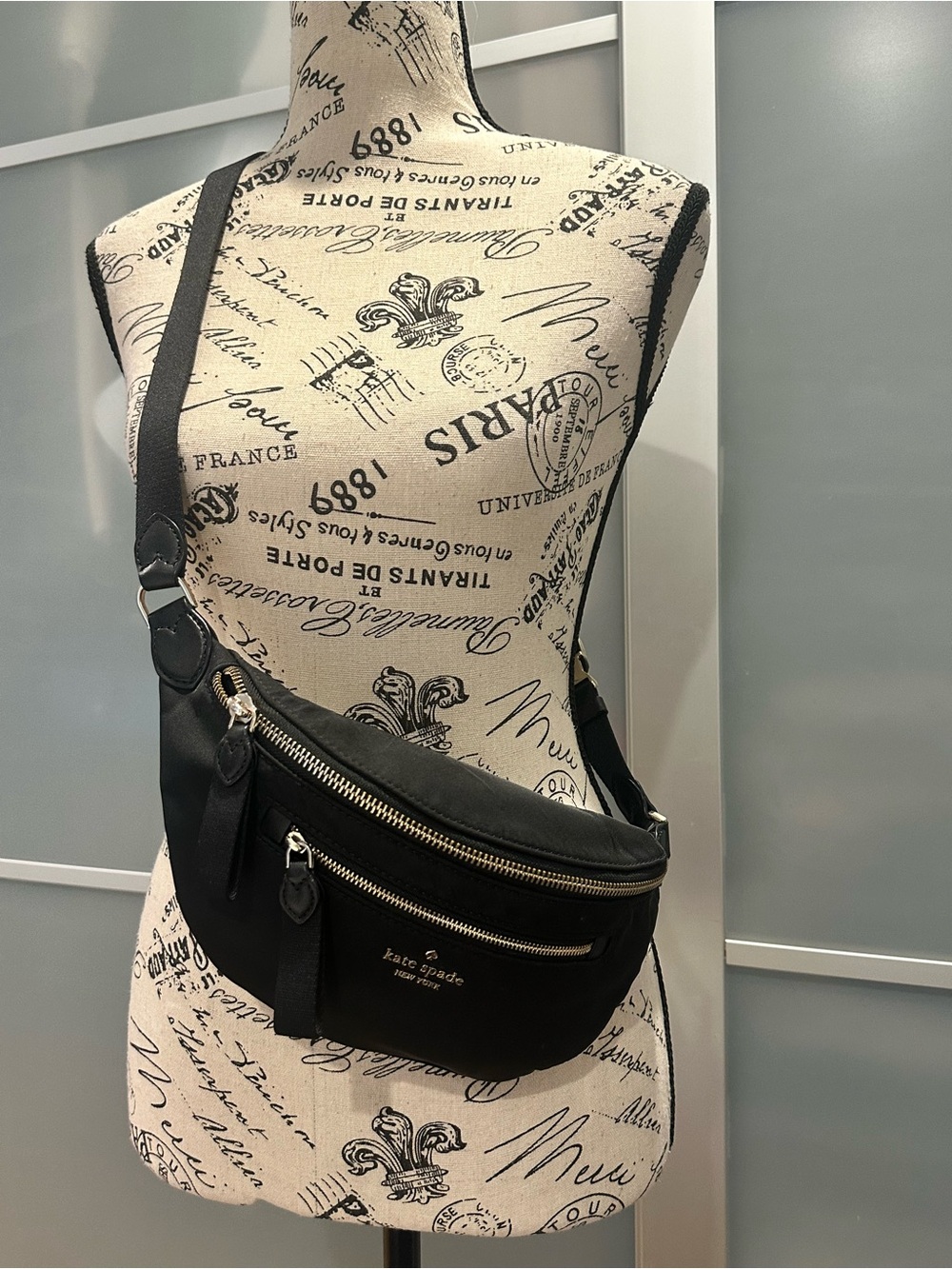 kate spade Black  Belt Bag with Gold Hardware